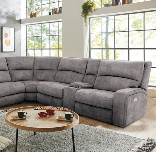 Apostolos Transitional Upholstered Power Sectional - Light Gray