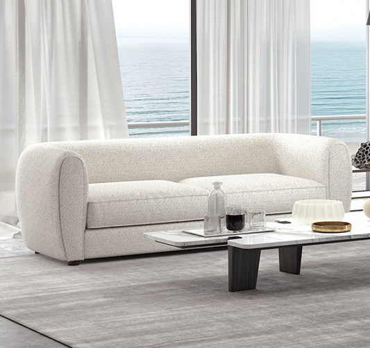 Verdal Contemporary Sofa in Off-White Boucle