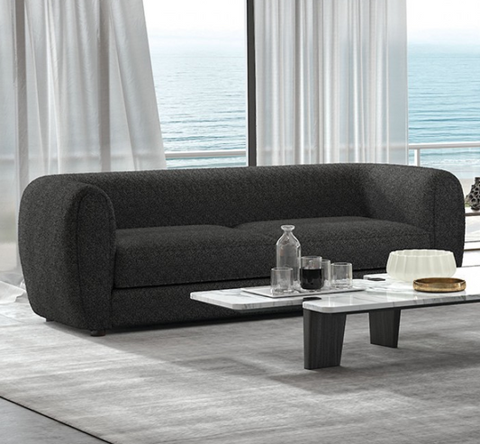 Verdal Contemporary Sofa in Black Boucle