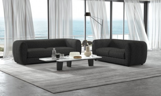 Verdal Contemporary Living Room Set in Black Boucle