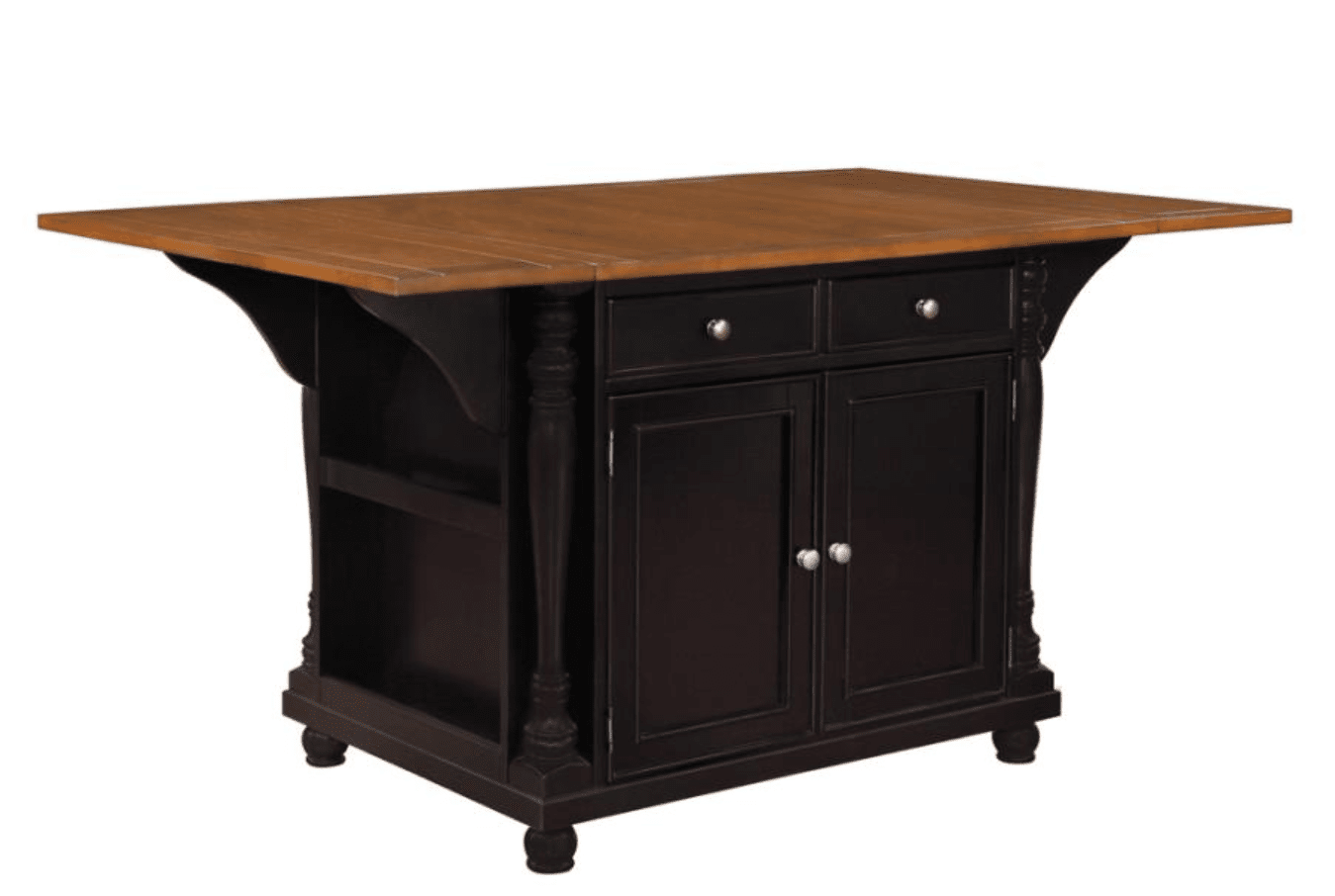 Slater 2-Drawer Kitchen Island With Drop Leaves Brown And Black