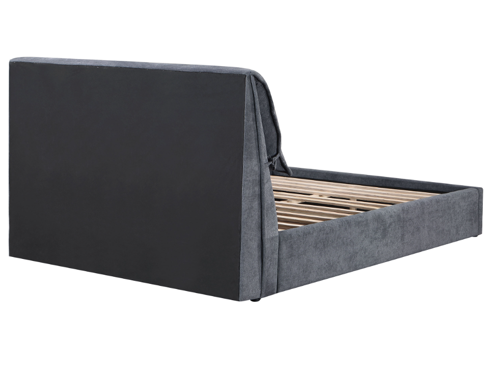 Laurel Upholstered Queen Platform Bed With Pillow Headboard Charcoal Grey