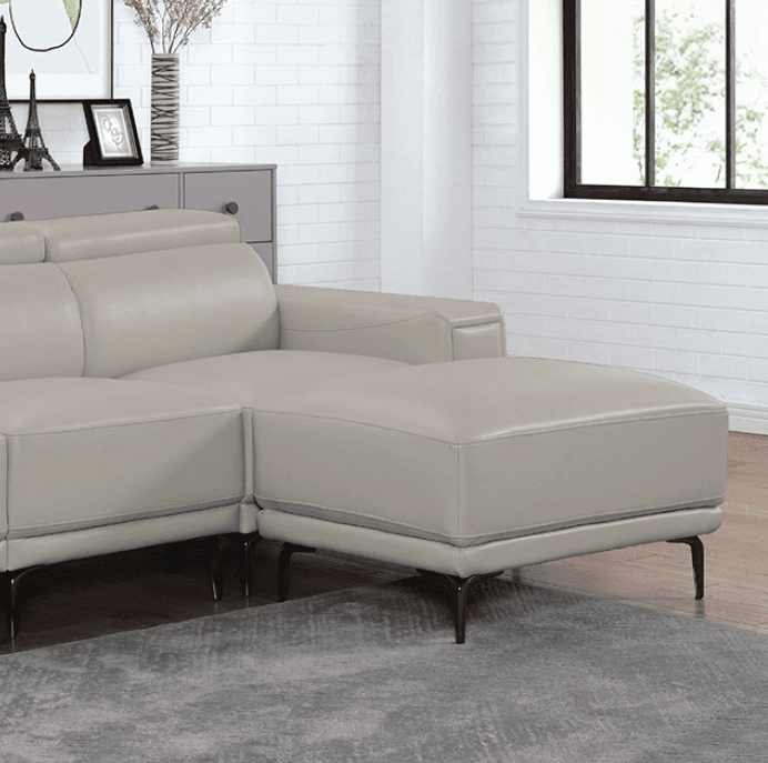 Brekstad Leatherette Sectional with Adjustable Headrests - Light Gray