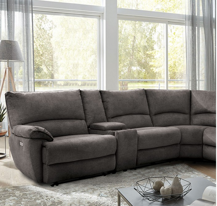 Cecelia Upholstered Power Wall-hugger Sectional - Gray