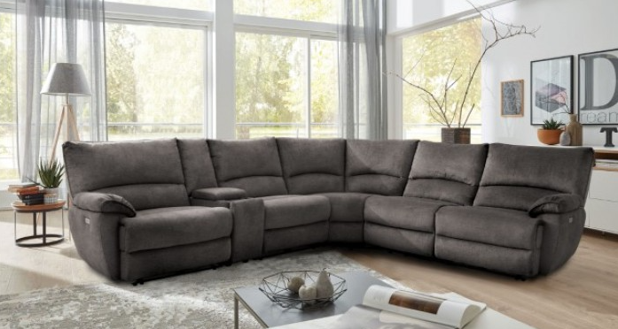 Cecelia Upholstered Power Wall-hugger Sectional - Gray