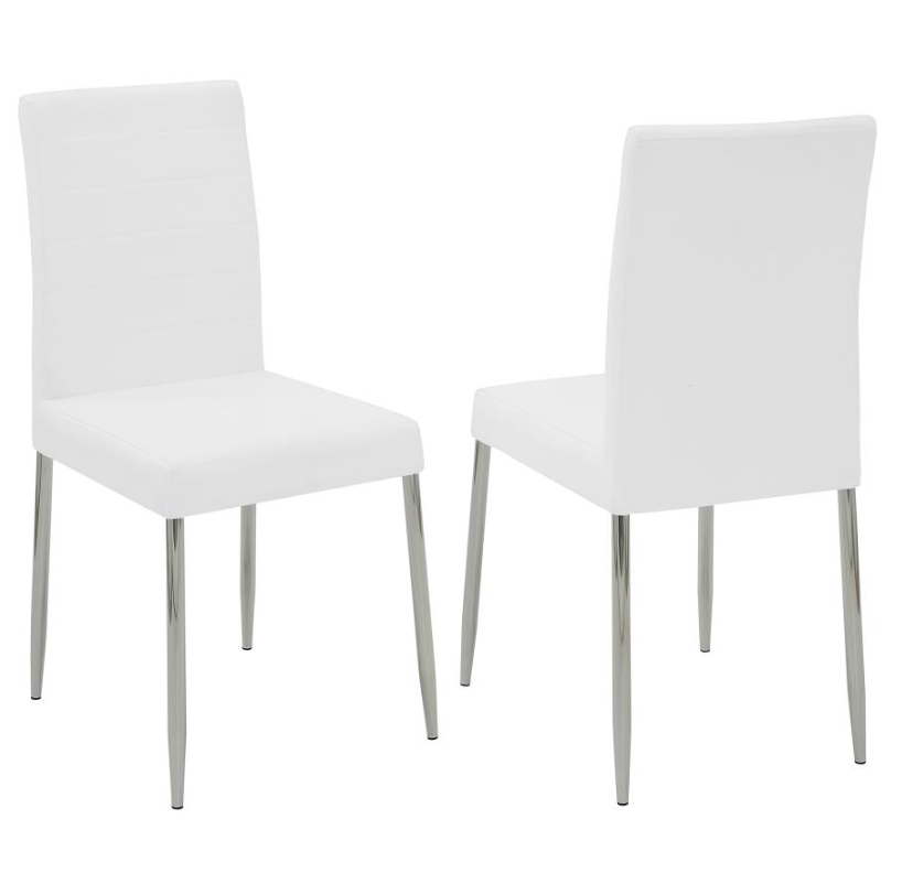 Bonsal Modern White Dining Chair w- Chrome Leg Set of 4