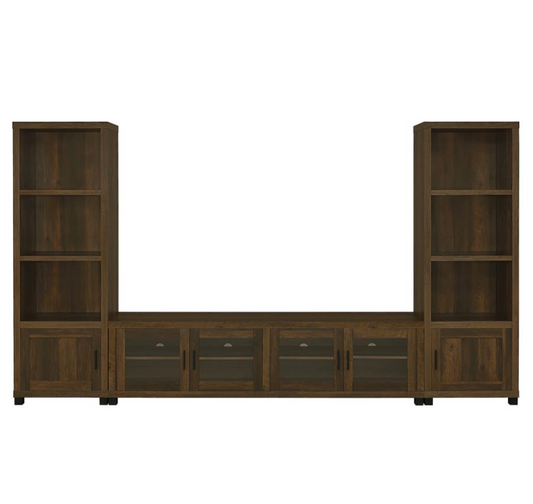 Sachin 3-piece Entertainment Center With 79" TV Stand Dark Pine