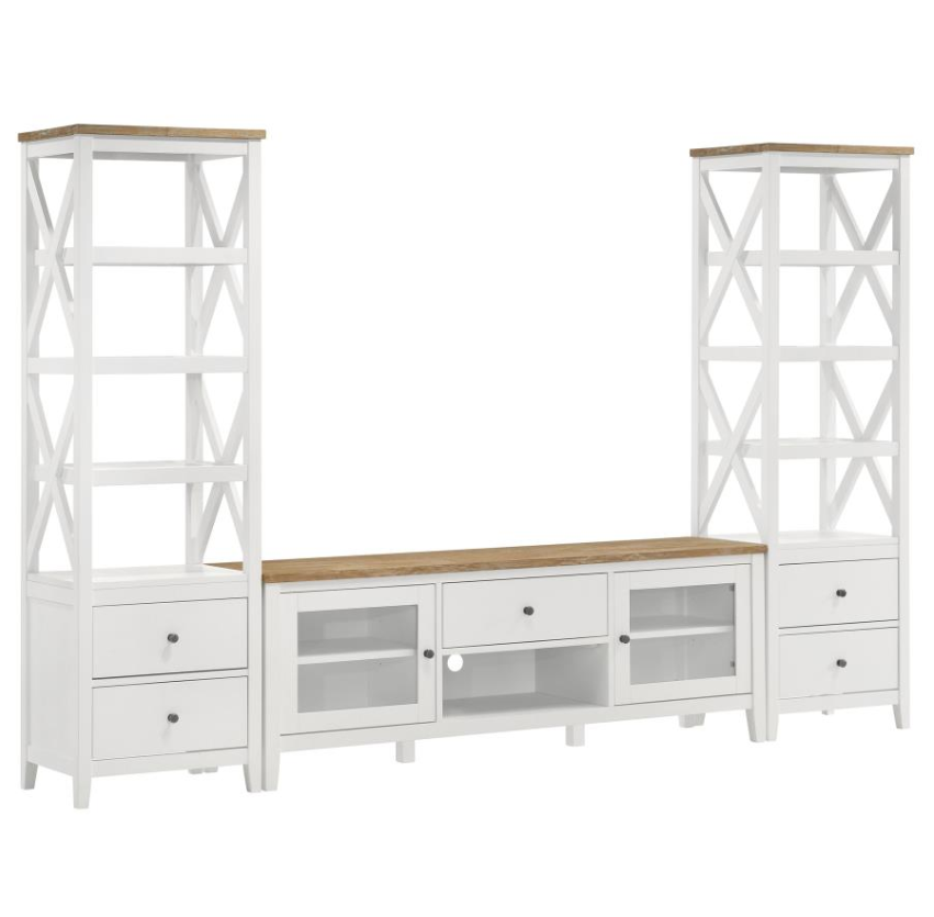 Angela 3-piece Entertainment Center With 67" TV Stand Brown and White