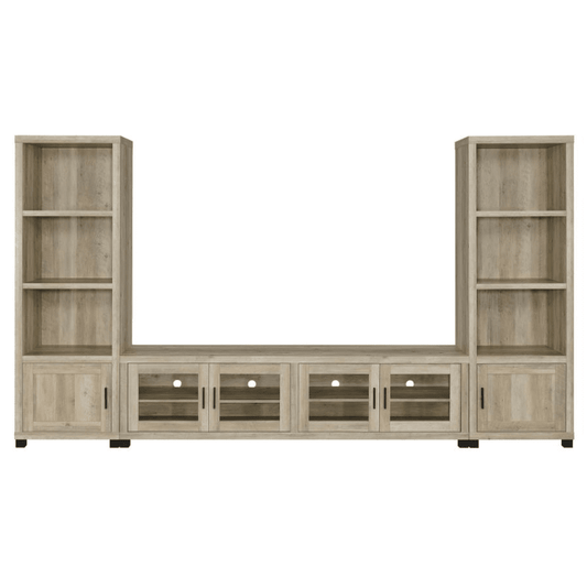 Sachin 3-piece Entertainment Center With 79" TV Stand Antique Pine