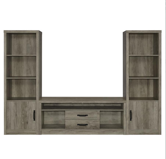 Burke 3-piece Entertainment Center Grey Driftwood
