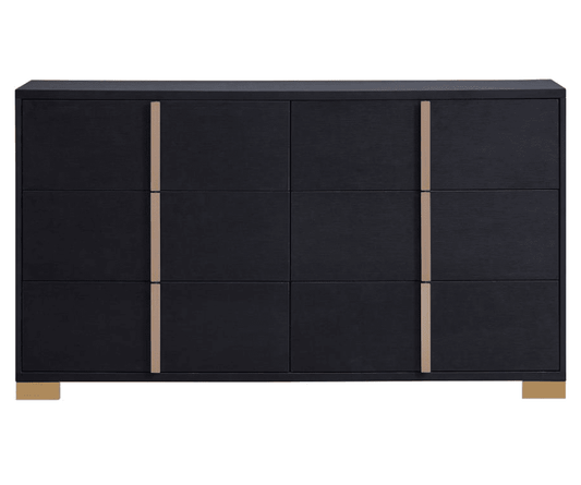 Marceline Collection 6-Drawer Dresser - Black & Gold