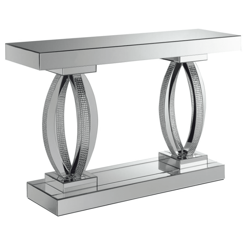 Zee Rectangular Sofa Table with Shelf Clear Mirror