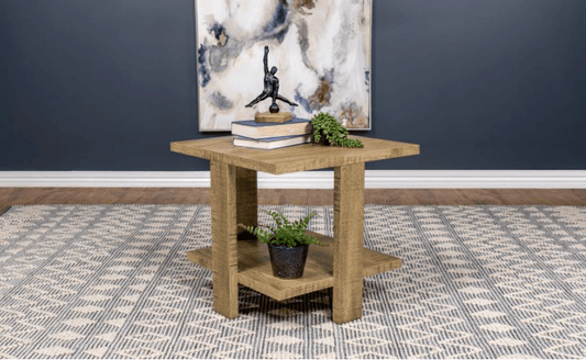 Dawn Square Engineered Wood End Table With Shelf Mango