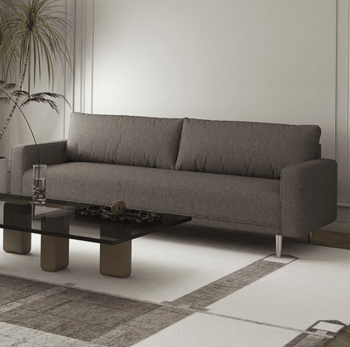 Elverum Chic Upholstered Living Room Set with Wooden Feet - Gray Boucle