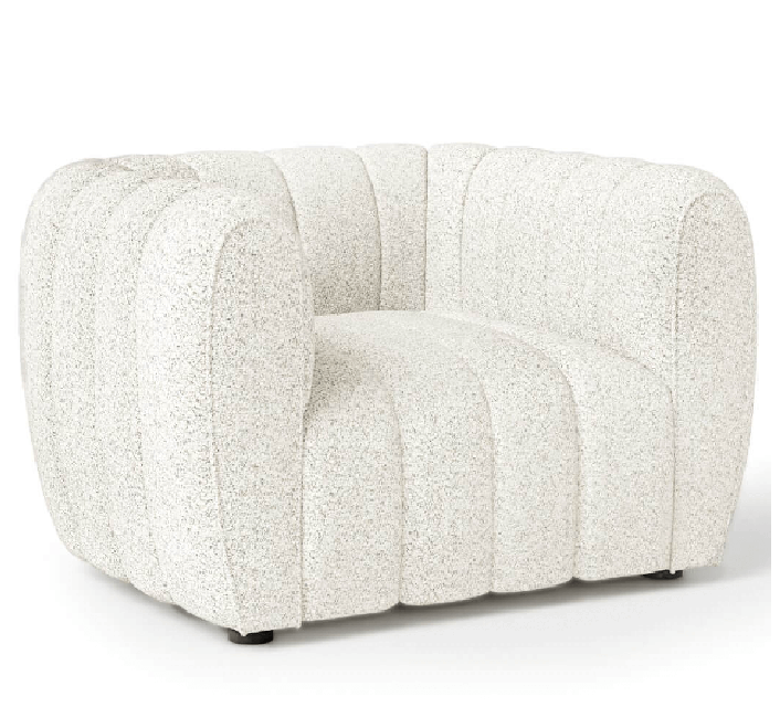 Aversa Contemporary Channel Tufted Sofa - Off-White Boucle