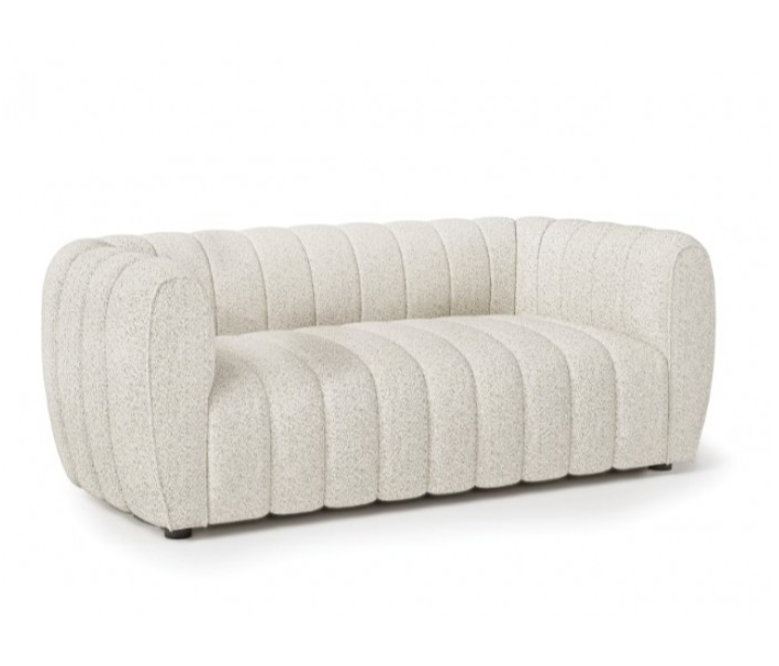 Aversa Contemporary Channel Tufted Sofa - Off-White Boucle