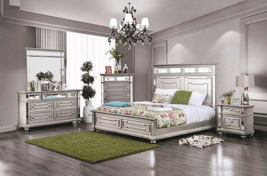Salamanca Glam Bedroom Set with Mirrored Accents - King