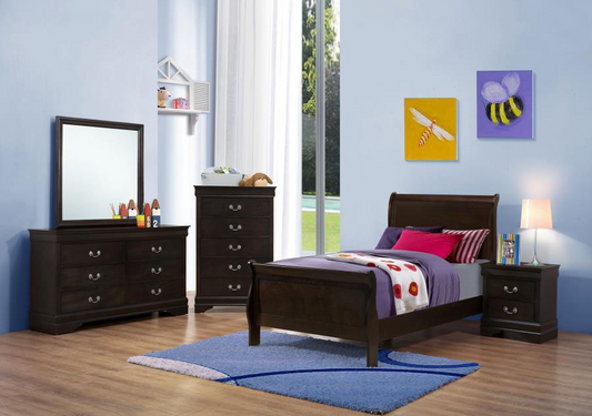 Wyoming Classic Cappuccino Finish Twin Sleigh Bedroom Set