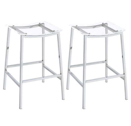 Jovani Acrylic Backless Bar Stools Clear and Chrome Set of 2