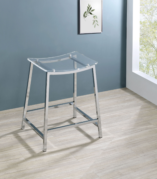 Jovani Acrylic Backless Counter Height Bar Stools Clear and Chrome Set of 2