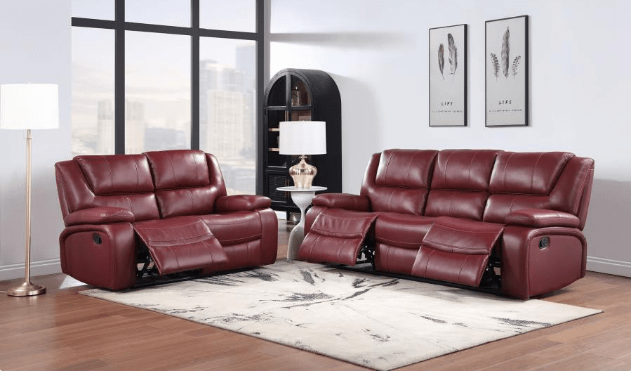 Camila Red Faux Leather Motion Sofa