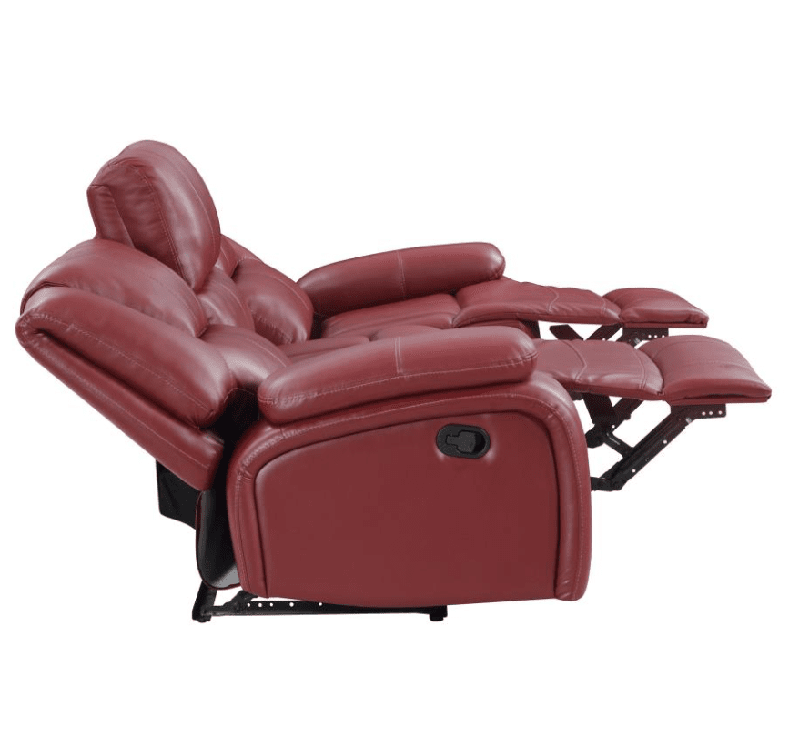 Camila Red Faux Leather Motion Sofa