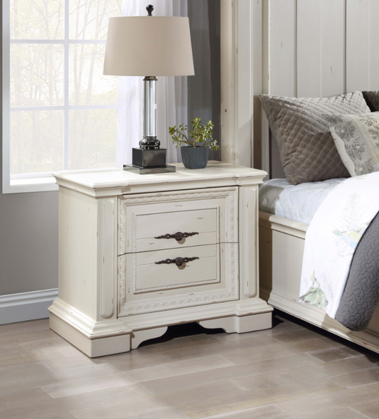 Evelyn 2-Drawer Nightstand - Antique White
