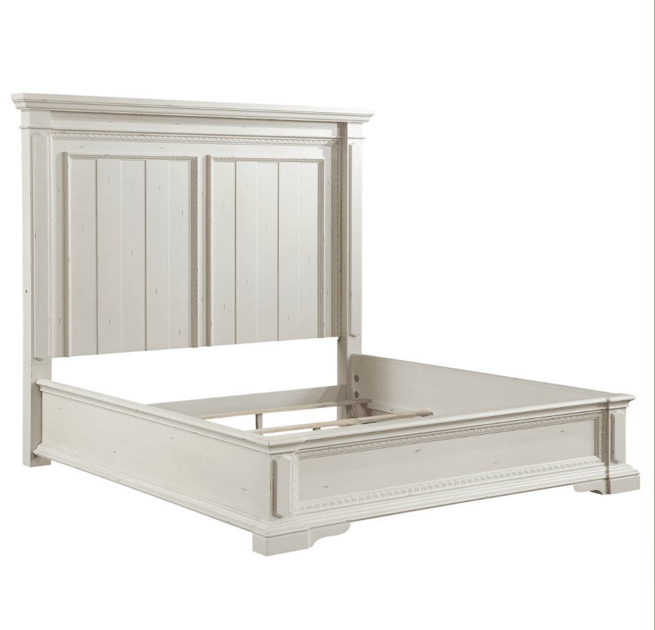 Evelyn Queen Panel Bed With Headboard Lighting Antique White