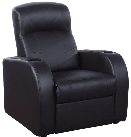 Harrison 3 Piece Black Top Grain Leather Theater Seating