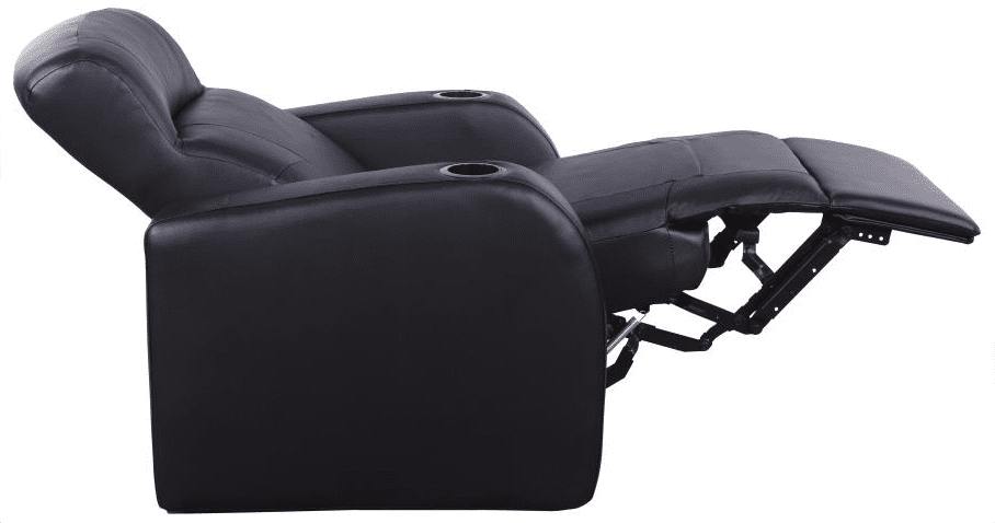 Harrison 3 Piece Black Top Grain Leather Theater Seating