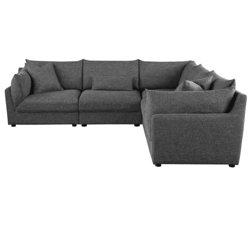Sasha 5-Piece Upholstered Modular Sectional Sofa Barely Black