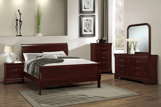 Lola Louis Philippe Style Queen Bedroom Set - Cherry