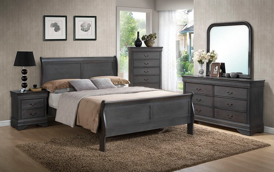 Lola Louis Philippe Style King Bedroom Set - Gray