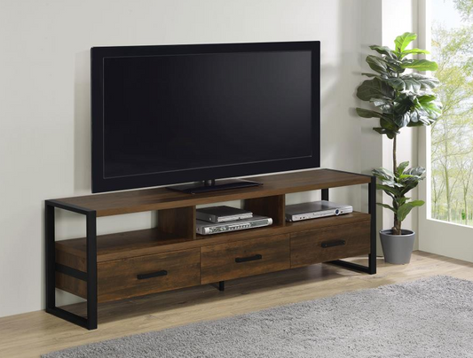 James 3-Drawer Composite Wood TV Stand Dark Pine