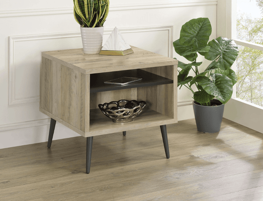Welsh Square Engineered Wood End Table With Shelf Antique Pine and Grey