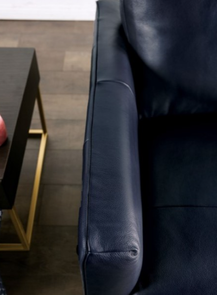 Mezzanotte Italian Leather Sofa & Loveseat Set in Midnight Blue