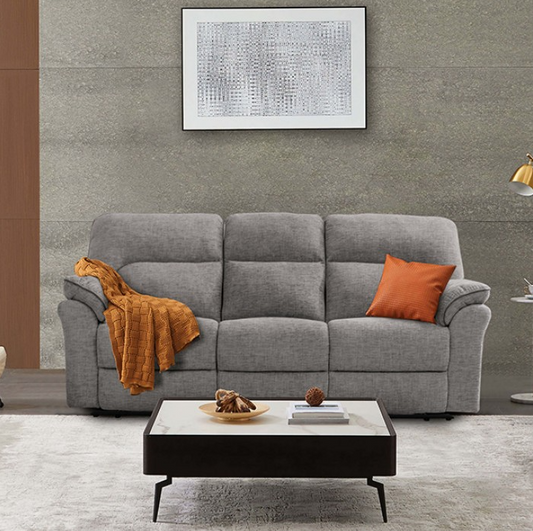 FOA Josias Transitional Fabric Blend Motion Sofa - Light Gray