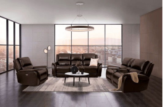 Gorgius Genuine Leather Power Sofa - Espresso