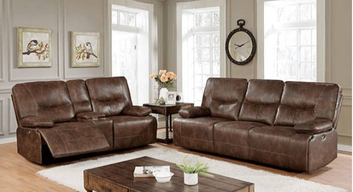 Chantoise Brown Leatherette Power Sofa