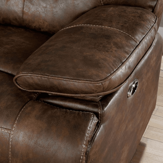 Chantoise Brown Leatherette Power Sofa