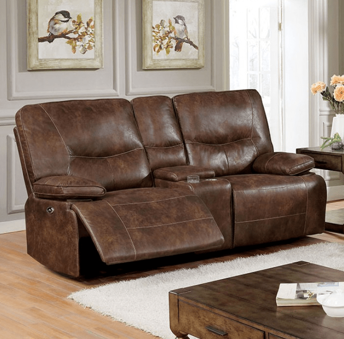 Chantoise Brown Leatherette Power Sofa