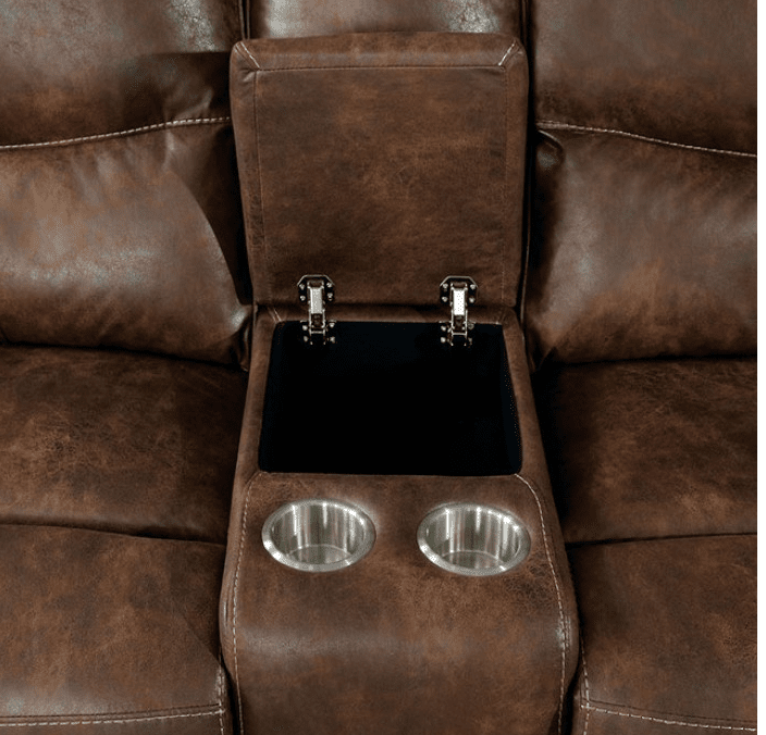 Chantoise Brown Leatherette Power Sofa