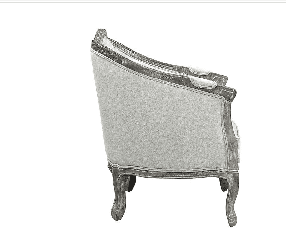 Samael Vintage Traditional Living Room Chair - Gray Linen & Gray Oak