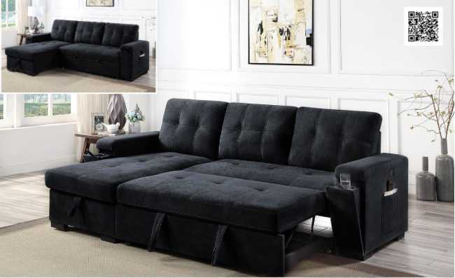 Toby Gray Reversible Sleeper Sectional w/USB - Gray