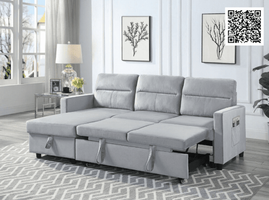 Ivy Light Gray Reversible Sleeper Sectional Sofa