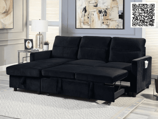 Ivy Black Reversible Sleeper Sectional Sofa