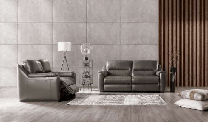 Altamura Italian Leather Power Sofa - Gray