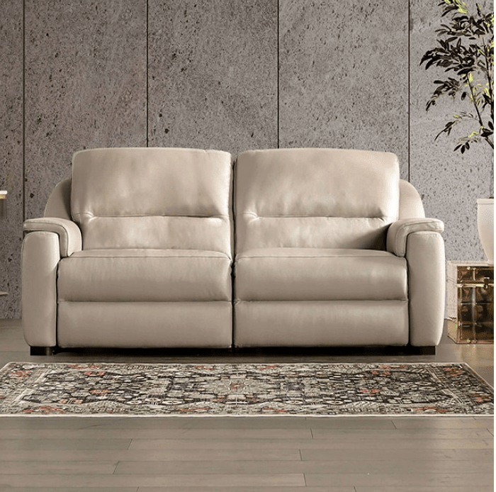 Altamura Italian Leather Power Sofa - Taupe