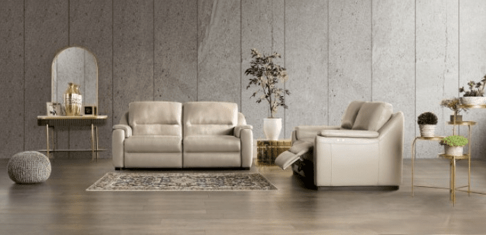 Altamura Italian Leather Power Sofa - Taupe