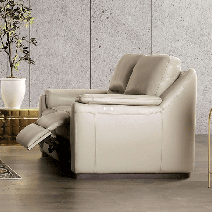 Altamura Italian Leather Power Sofa - Taupe